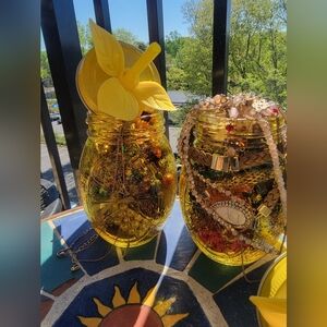 Mystery Jewelry Jar In Yellow Lemon Glasses